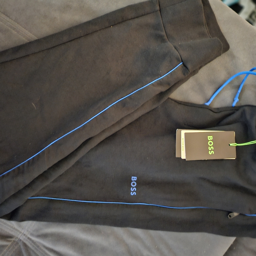 Boss Black Sweatpants with Blue Trim
